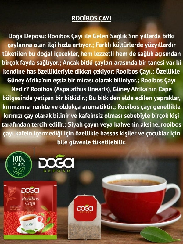 Rooibos Çayı – Kafeinsiz Antioksidan Gücü Yüksek Kırmızı Çay 20'li