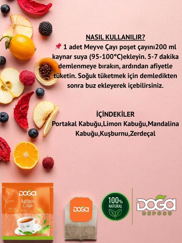 Meyve Çayı - Doğal Bitki Ve Meyve Karışımı, Bağışıklık Güçlendirici, 20’li