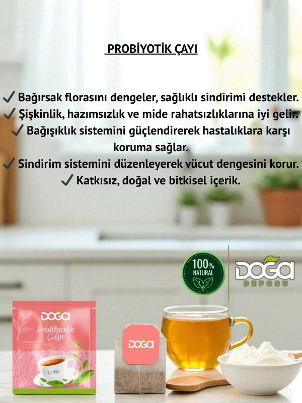 Probiyotik Çayı - Doğal Bitki Çayı, Sindirim Sistemini Destekleyici, 20’li