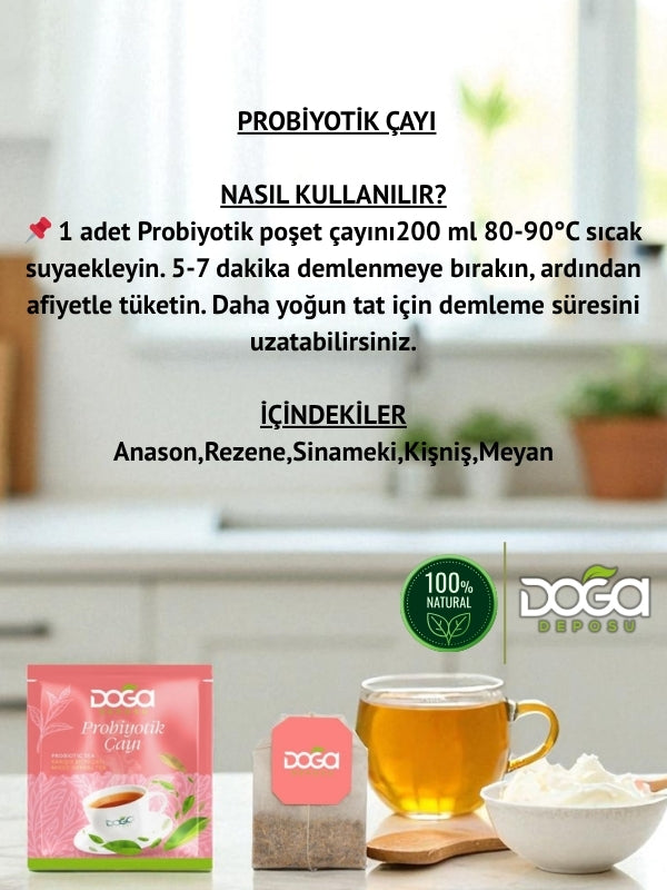 Probiyotik Çayı - Doğal Bitki Çayı, Sindirim Sistemini Destekleyici, 20’li