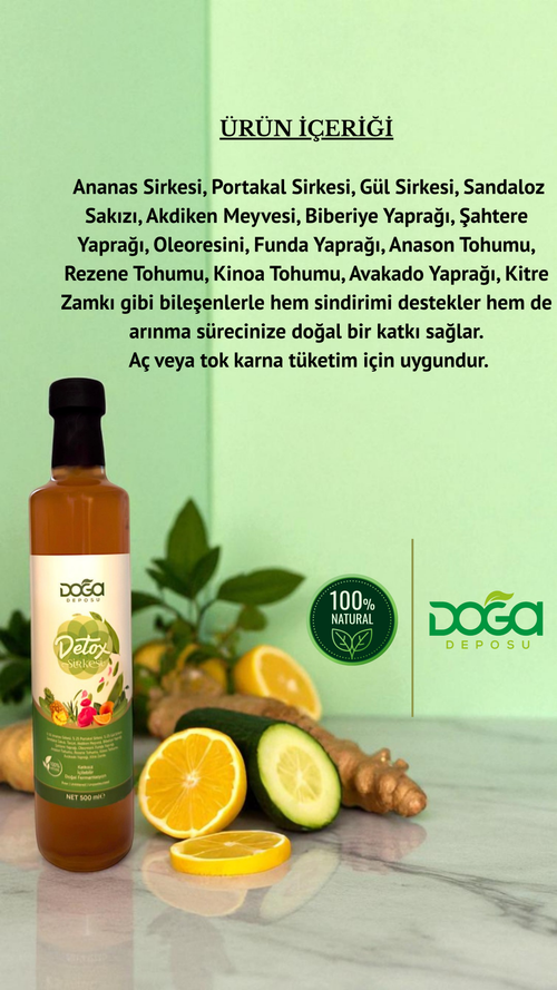 %100 Doğal Detox Sirkesi 500 ml – Arınma ve Canlılık İçin Fermente Sirke