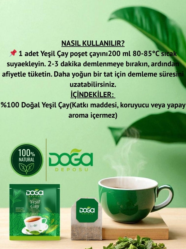 Yeşil Çay | %100 Doğal Katkısız Bitki Çayı 20'li