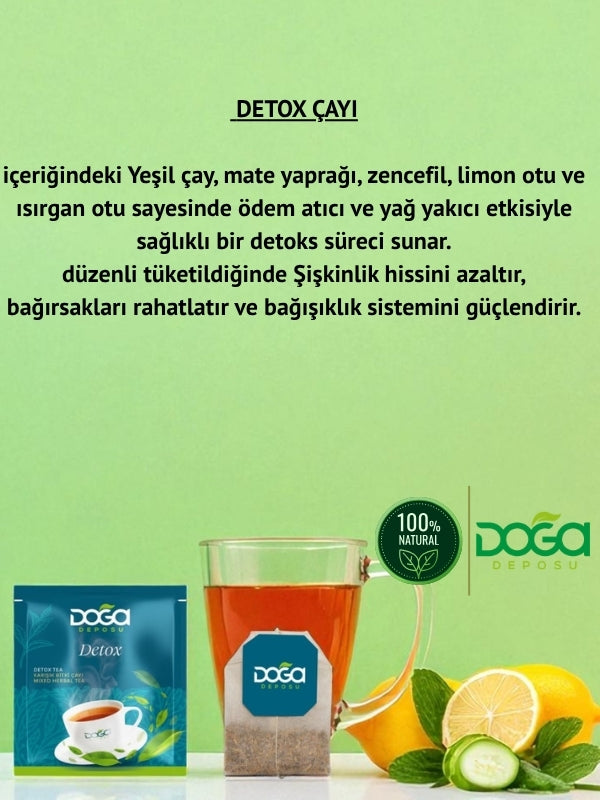 Detox Çayı - Doğal Bitki Çayı, Toksin Atıcı Ve Metabolizma Hızlandırıcı, 20’li Poşet Çay