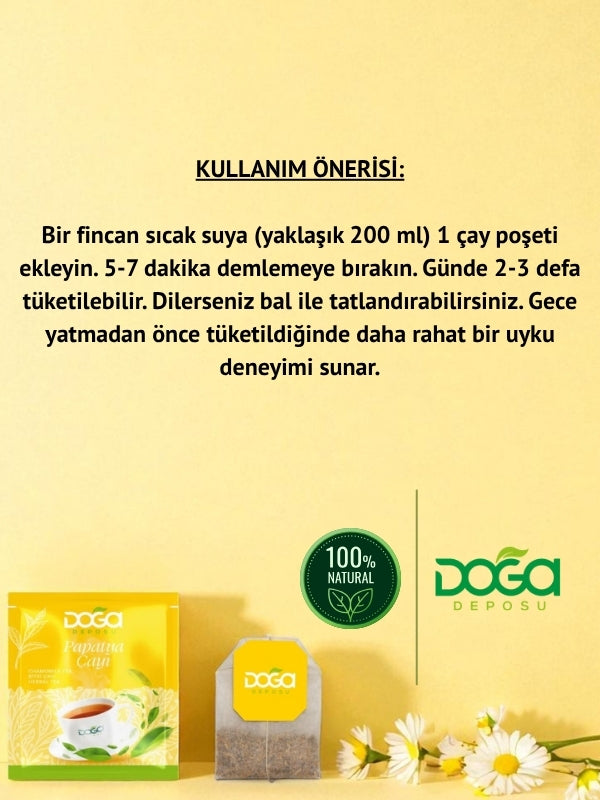 Papatya Çayı - Doğal Bitki Çayı, Rahatlatıcı Ve Uyku Destekleyici, 20’li
