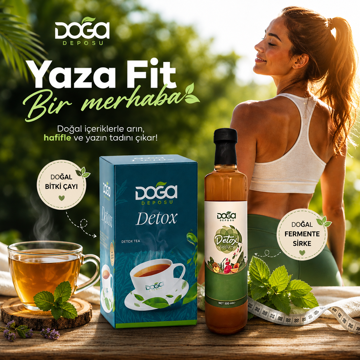 3’lü Detox Paketi | Oolong Çayı, Doğal Fermente Detox Sirkesi, Detox Bitki Çayı