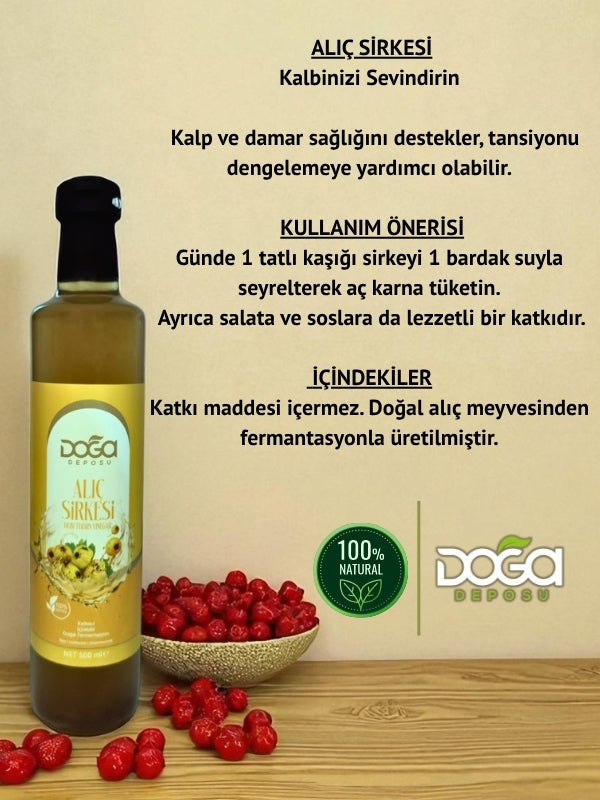 Doğal Fermente Alıç Sirkesi - %100 Katkısız, Bağışıklık Ve Destekleyici, 500ml