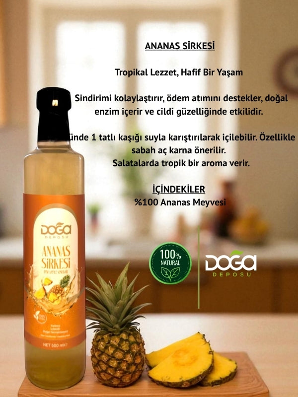 Doğal Fermente Ananas Sirkesi - %100 Katkısız,500ml