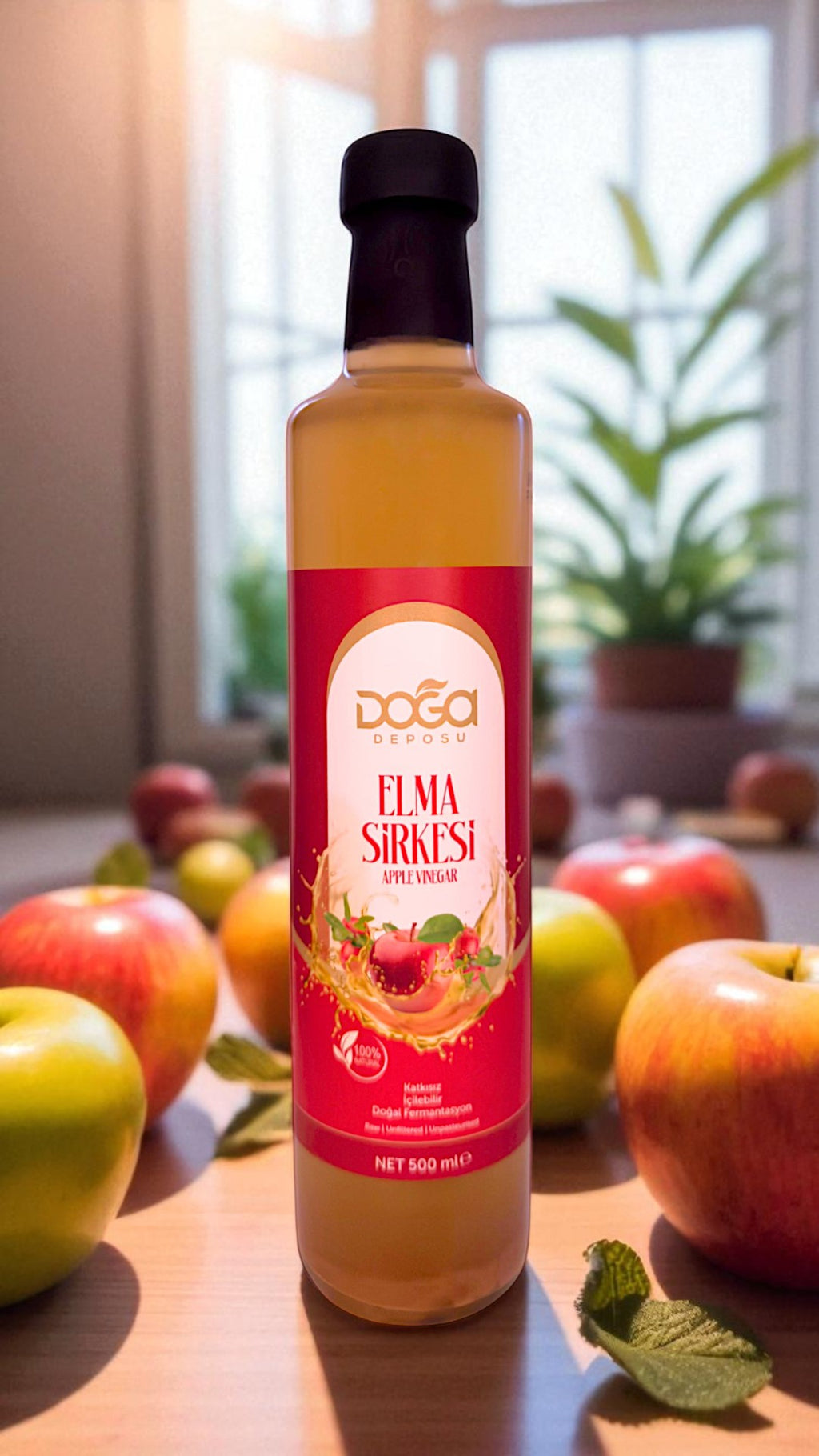 %100 Doğal Elma Sirkesi 500 ml – Bağışıklık ve Sindirim Dostu