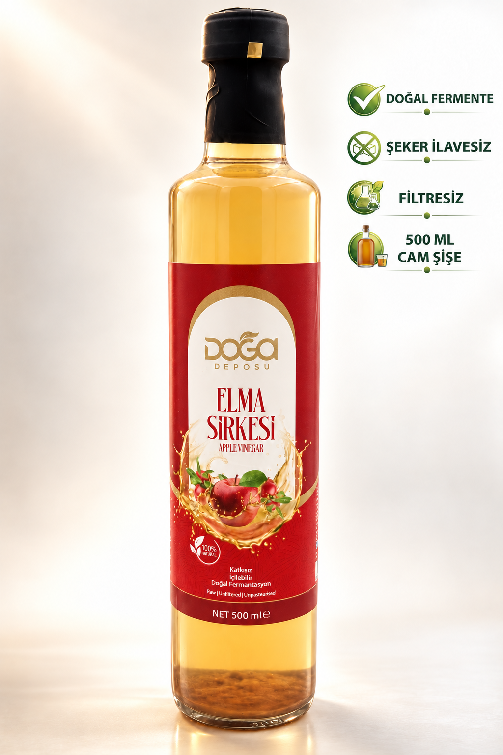 %100 Doğal Elma Sirkesi 500 ml – Bağışıklık ve Sindirim Dostu